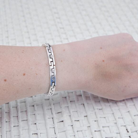 Vintage Taxco Mexico TF-59 Sterling Silver Greek Key Bracelet Chunky 8.5" - Picture 9 of 9